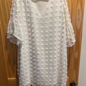 Blooming Jelly White Swiss Dot Tunic Dress | XXL | Lightweight & Flowy